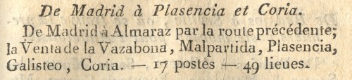 Casatejada. Itineraire des Routes. 1805. Routes des Postes a Extremadura. Detalle 2.jpg