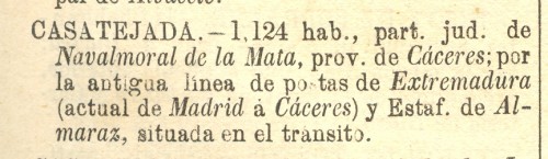 Casatejada. Nuevo Diccionario de Correos. Revista de Correos. 1867. Casatejada.jpg