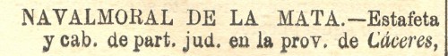 Casatejada. Nuevo Diccionario de Correos. Revista de Correos. 1867. Navalmoral 1.jpg