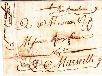 Carta Gandia - Marsella 1776