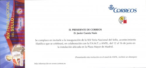 Madrid. 2013. XLV Feria Nacional del Sello. Invitación. Baja.jpg