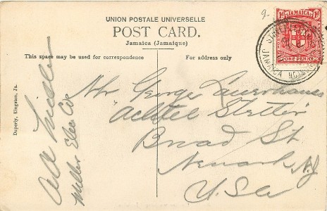 37. Coolies Washing Jamaica Divided Back Postcard 1911 Street Letter Box Cancel rev Ok.jpg