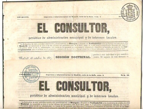 1857.De Madrid en negro con el nombre de la ciudad y sin el.En los timbres solo figura con nombre en Madrid sinembargo tengo un timbre de Ferrol en el si figura el nombre de la ciudad.Desconozco si hay de otras ciudades.