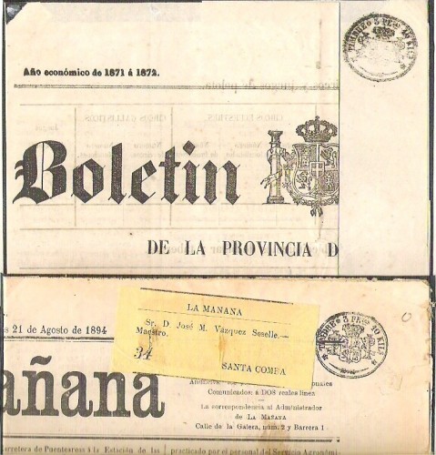 Al principio los timbres solo eran utilizados por los boletines oficiales,despues al popularirza las suscripciones a periodicos se fueron extendiendo.Periodico &quot;La Mañana&quot;e la Coruña Y boletin de la provincia.