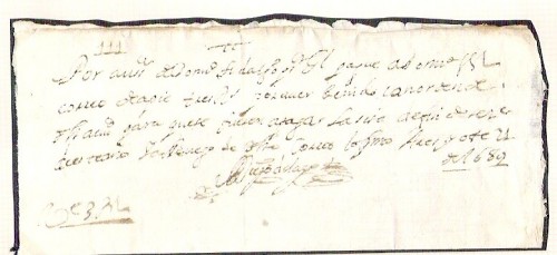 1689,Recibo de Correo a pie por llevar &quot;ordenes&quot;de betanzos a ares.