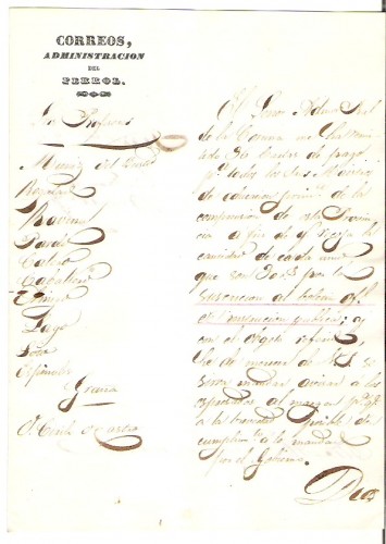 1846,Circular del Administrador de Correos de Ferrol comunicando estar a disposicion de los suscriptores las cartas de pago para renovar la suscripcion al &quot;Boletin Oficial de Instruccion Publica&quot;.30 Reales era el coste.