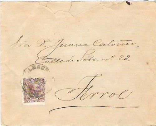 Lo curioso,para mi,es el reverso.2.Abr.1898,a Ferrol.En el reverso una innscripcion de cartero &quot;Fallecio la interesada.El cartero.J,Montero&quot;,Fechador de llegada a Ferrol el 5/Abr/98.En otra inscripcion &quot;Recibi el contenido de esta carta.Ferrol 19.Abril.1898.Juan Diaz&quot;.