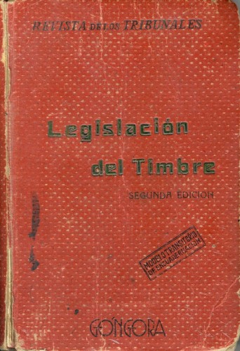 Legislación del Timbre. R. Castrovido. 1935. 2.ª edición. Baja.jpg