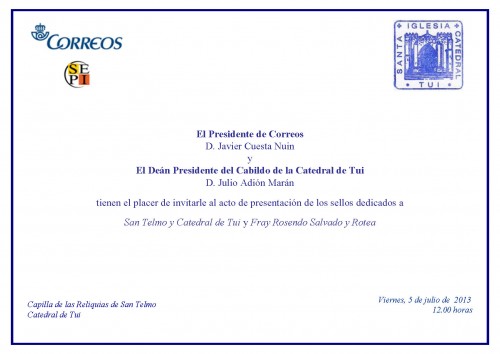 2013-07-05. Presentación sellos San Telmo, Catedral de Tui y Fray Rosendo Salvado y Rotea.jpg