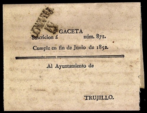 1852. Madrid - Trujillo (faja de impresos).jpeg