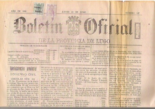 1932.Boletin oficial de la provincia de Lugo.