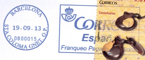 FPO. AF-107. Barcelona. Sta Coloma Gnet. O.P. 0800015. Azul. 2013-09-19.jpg