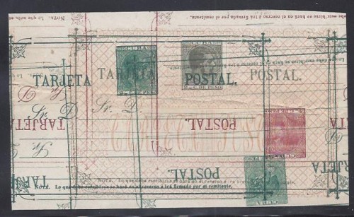 Edifil 16e &18e 1882 Variety PRINTERS TRIALS ON PAPER with 2c plus two additional 2c (one inverted) and a 4c imprint..jpg