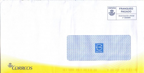 Franqueo pagado. Autorización oficial nº 0006MK. Anverso. Baja.jpg