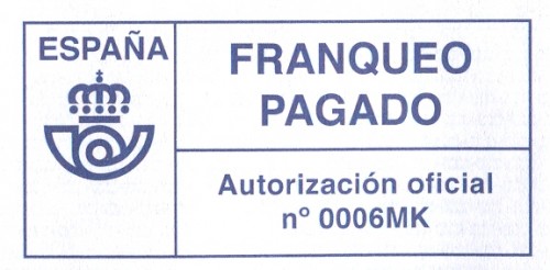 Franqueo pagado. Autorización oficial nº 0006MK. Cartucho.jpg
