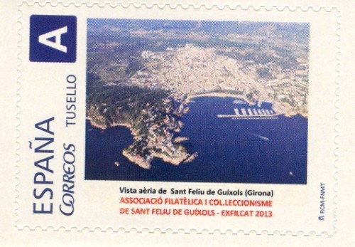 Sello personalizado. Sant Feliu de Guíxols. 2013. VIII Exfilcat. Vista aérea. Tarifa A versión 2.jpg