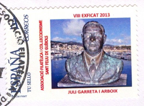 Sello personalizado. Sant Feliu de Guíxols. 2013. VIII Exfilcat. Memorail Juli Garreta. Tarifa A versión 1.jpg