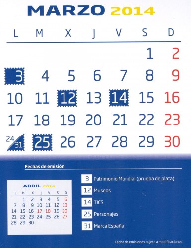 Emisiones España. 2014. Calendario 2014-03. Baja.jpg
