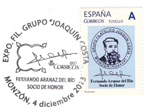 Sello personalizado. Monzón. 2013.  Fernando Aranaz del Río. Con matasellos.jpg