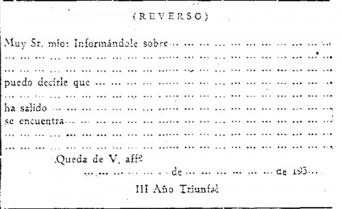 1938-11-10. Frentes y Hospitales. Nuevo modelo de tarjeta postal. Tarjeta 1. Reverso.jpg