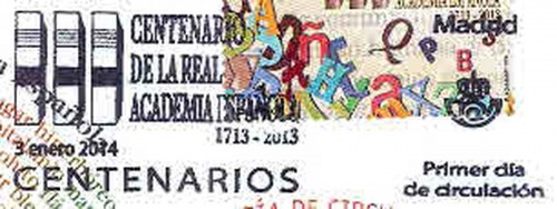 2014-01-03. III Centenario RAE. FDC. Matasellos. Alta.jpg