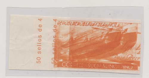 Pieza 8  Doble impresión sello 4 ptas naranja en el anverso