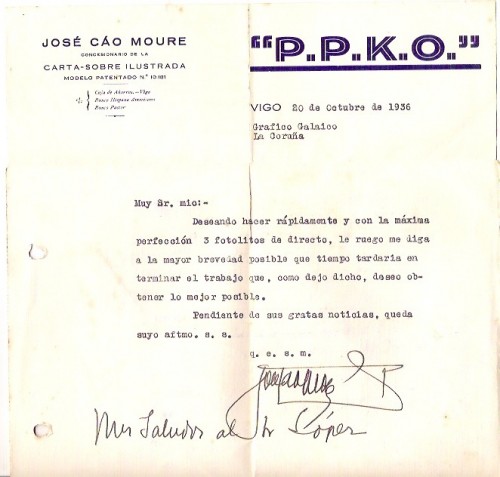 Interior de la carta comercial.