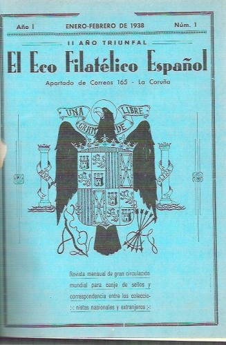 1938.Portada del primer numero de &quot;El Eco Filatelico Español&quot;.