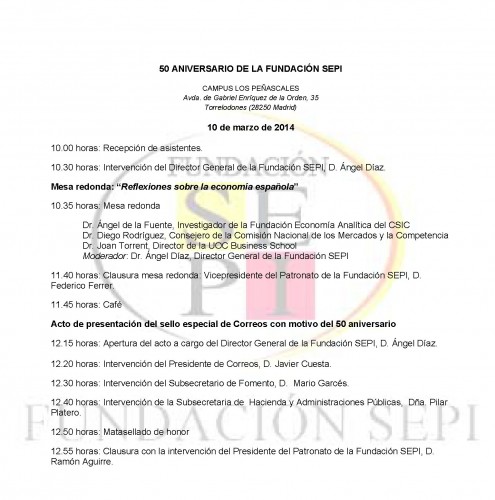 2014-03-10. 50 Aniversario de la Fundación de la SEPI. Presentación. 10-03-2014. Programa de actos. Modificación 3.jpg