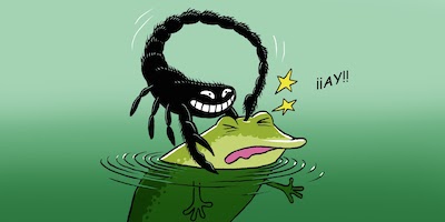 Fábula del escorpión y la rana