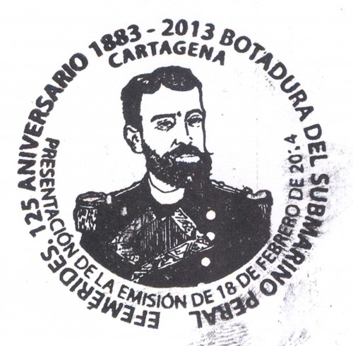 2014-02-18. 125 Aniversario de la botadura del submarino Peral (1888-2013). Presentación. 14-03-2014. Matasellos. Alta.jpg
