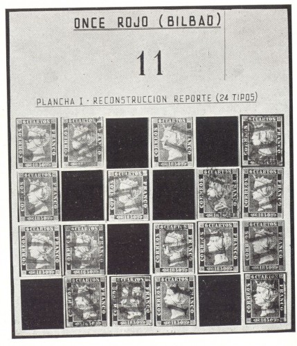 Filatelia Cosmos. Remate 50. Lote 836. Número 1A. Plancha I. Intento. Marca 11 de Bilbao en rojo. Baja.jpg