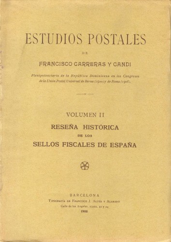 Estudios Postales. Volumen II. Reseña Histórica de los Sellos Fiscales de España. Baja.jpg
