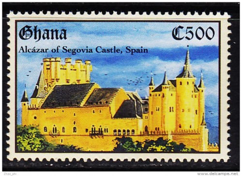 Alcázar de Segovia en sello de Ghana 1.995