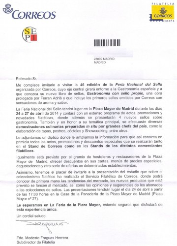 Madrid. 2014. XLVI Feria Nacional del Sello. Carta Correos. Baja.jpg