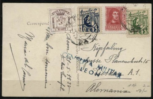Tarjeta postal circulada León Alemania