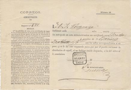 Impreso de imposición de carta certificada Cadiz, 28 Junio 1881 det1 ok.jpeg