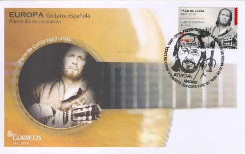 2014-04-23. Europa. Guitarra. Paco de Lucía. Presentación. 28-04-2014. Sobre matasellado. Baja.jpg