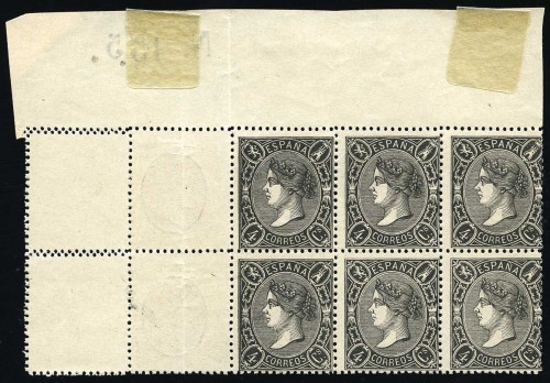 Bloque de 10 noir dont 4 non imprimé, recto-verso avec centre imprimé en rose. TB..jpg
