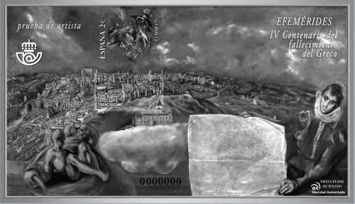 2014-06-19. Efemérides. VI Centenario del Fallecimiento de El Greco. Prueba de artista sin oro. Boceto. Baja.jpg