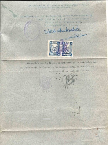 Dos sellos municipales de Amposta 50Cts, provincia de Tarragona.