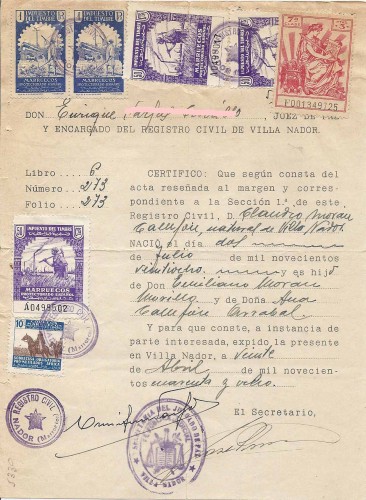 Villa Nador 20 de abril de 1948 anverso