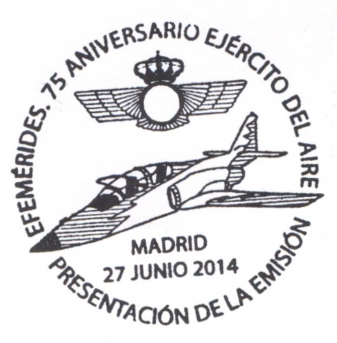 2014-06-27. Efemérides. 75 Aniversario del Ejército del Aire. Presentación. 2014-06-27. Matasellos. Alta.jpg