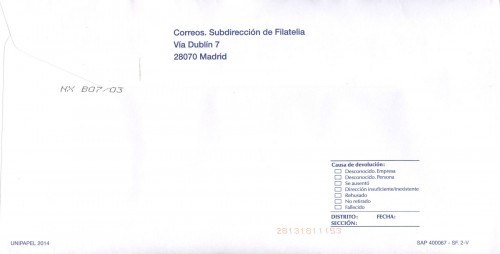 Sobre Servicio Filatélico. SAP 400067 - SF. 2-V. Unipapel 2014. Reverso. Baja.jpg