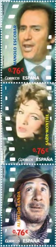 2014-07-11. Cine español. Manolo Escobar, Sara Montiel y Alfredo Landa. Boceto. Trío vertical. Baja.jpg