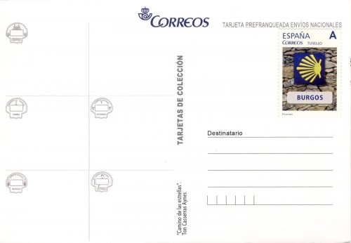 Tarjeta prefranqueda del Camino de Santiago. Camino de las estrellas. Reverso. Burgos. Baja.jpg