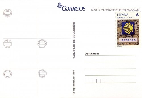 Tarjeta prefranqueda del Camino de Santiago. De las primeras luces. Reverso. Astorga. Baja.jpg