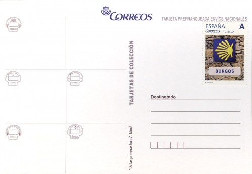 Tarjeta prefranqueda del Camino de Santiago. De las primeras luces. Reverso. Burgos. Baja.jpg