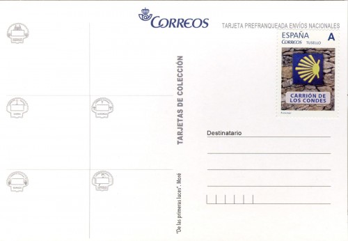 Tarjeta prefranqueda del Camino de Santiago. De las primeras luces. Reverso. Carrión de los Condes. Baja.jpg