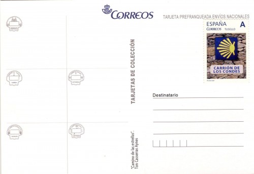Tarjeta prefranqueda del Camino de Santiago. Camino de las estrellas. Reverso. Carrión de los Condes. Baja.jpg